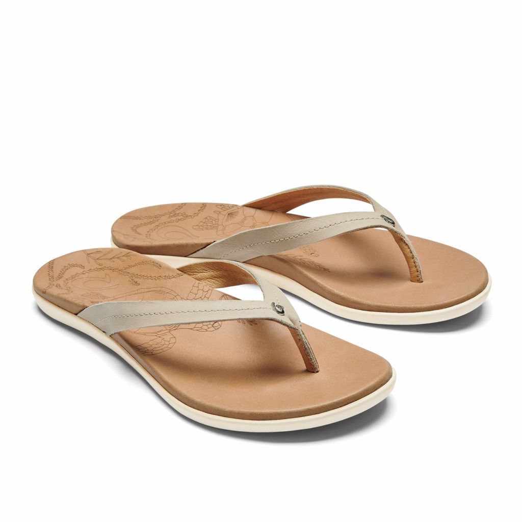 Sandalias Olukai Honu - Chanclas Mujer Beige 20461-328